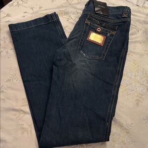 Dolce & Gabbana AUTHENTIC Italy Gold Plaque Jeans IT 44 NWT Y2K Luxury Denim